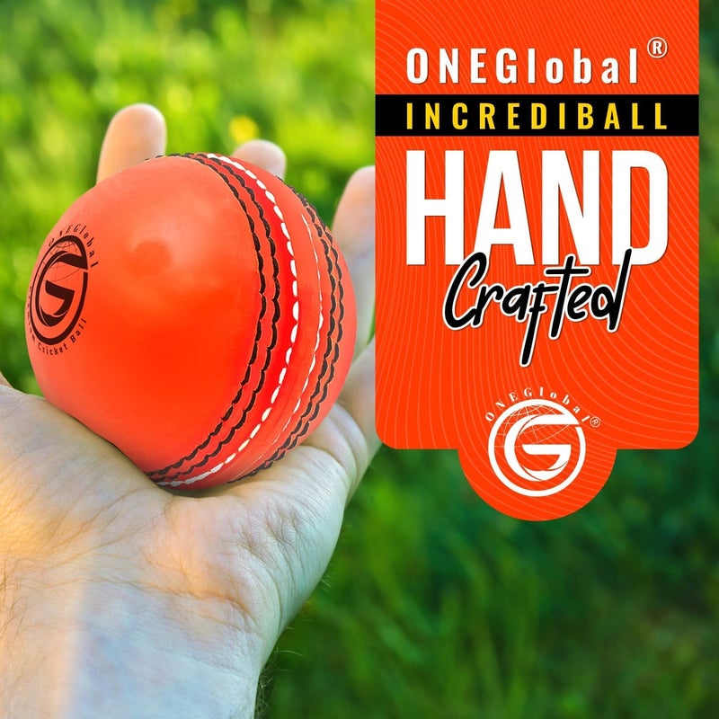 ONEGlobal Soft Rubber Cricket Ball for Practice | Outdoor & Indoor Practice Cricket Ball with Core & Stitched Seam | Realistic Feel, True Bounce & Swing for Practice, Honing Skills & Family Fun - Image 2